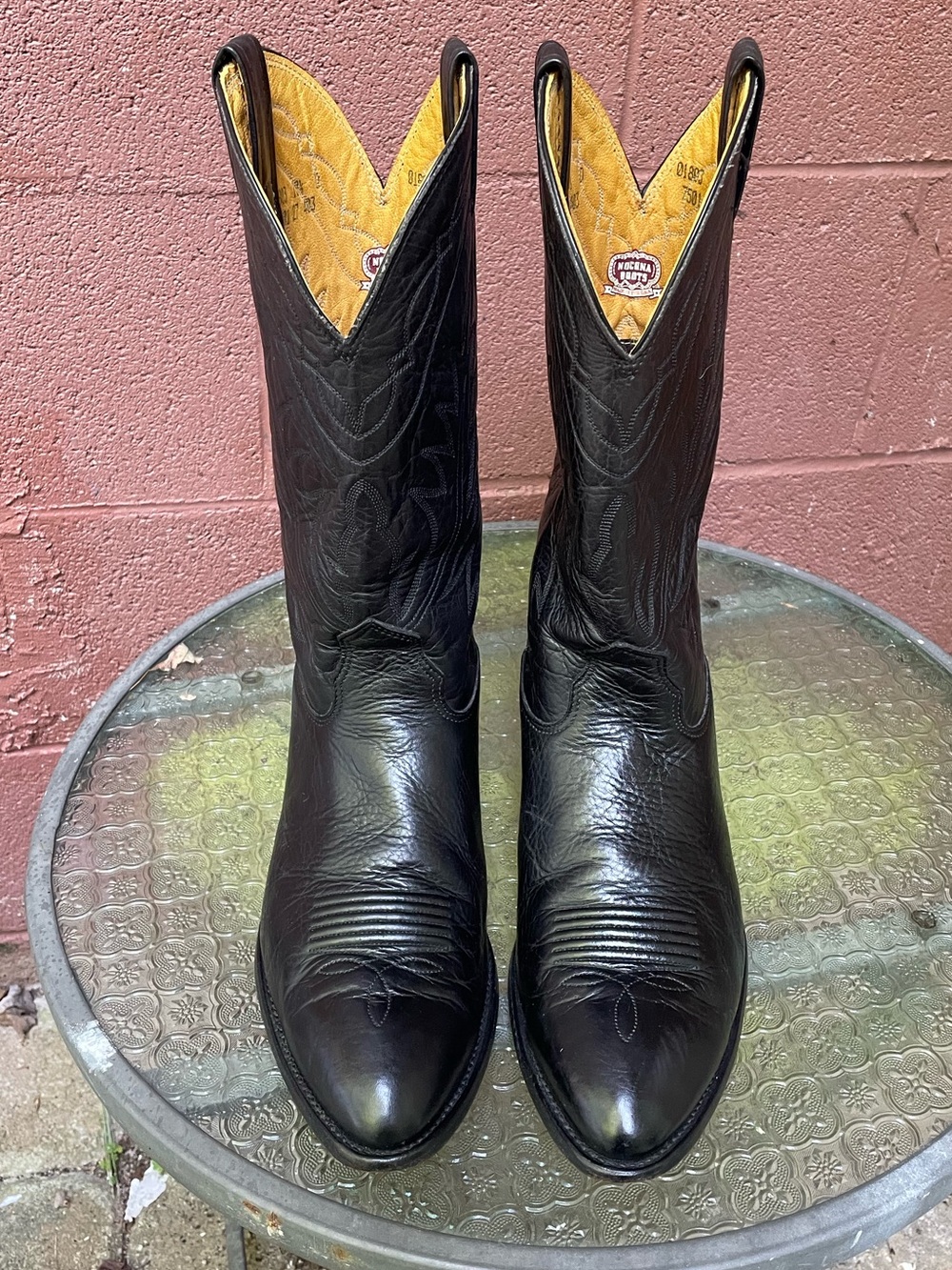 Nocona Vintage Black Cowboy Boots Size 10.5 - Picture 6 of 14